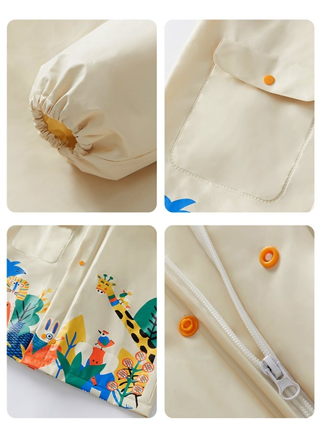 LITTLE SURPRISE BOX Little Surprise Box,  Cream Animal Print knee length Raincoat for Kids & Teens-3XL - Image 5