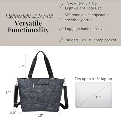 Baggallini Avenue Tote - 12x18 Laptop Tote Bag for Women - Lightweight Work Travel Carry On Bag - Image 5