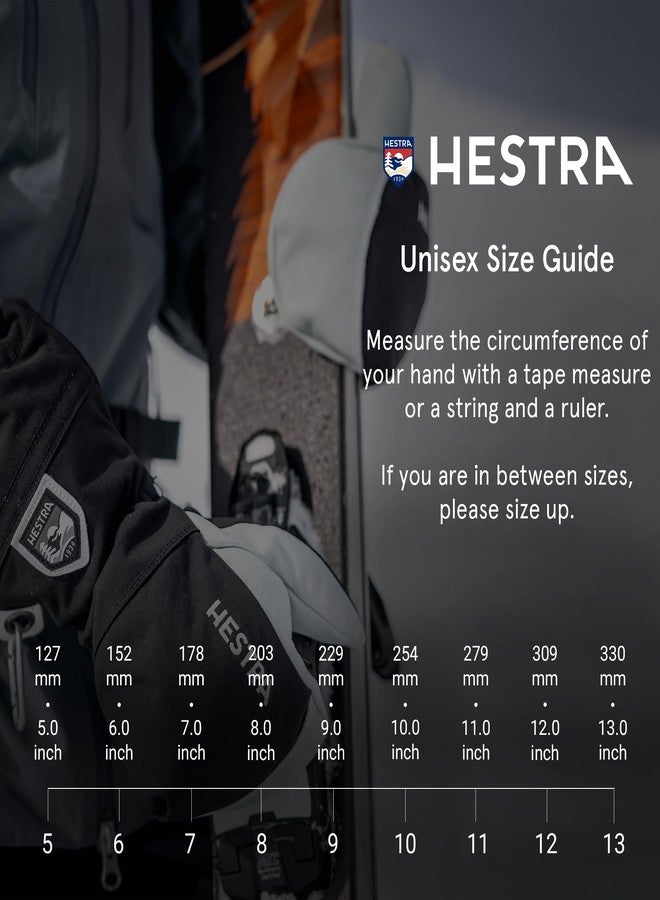 Hestra Unisex Gauntlet Sr 3-Finger Glove, Waterproof, Windproof Insulated Gloves for Skiing & Snowboarding, Men & Women - Black/Black - 9 - Image 2