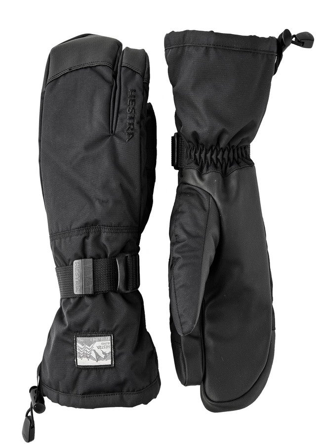 Hestra Unisex Gauntlet Sr 3-Finger Glove, Waterproof, Windproof Insulated Gloves for Skiing & Snowboarding, Men & Women - Black/Black - 9 - Image 1