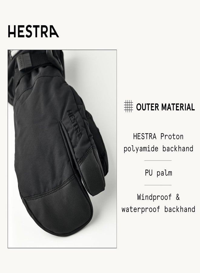 Hestra Unisex Gauntlet Sr 3-Finger Glove, Waterproof, Windproof Insulated Gloves for Skiing & Snowboarding, Men & Women - Black/Black - 9 - Image 3