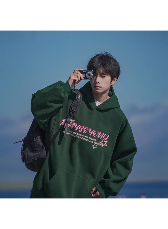 Maybeyond Hooded Sweatshirt For Men, Trendy Autumn And Winter American-style Hoodie, Hong Kong Style Loose-fitting Couple's Top Ma47 White 3XL - Image 4