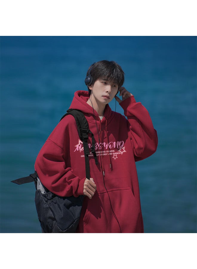 Maybeyond Hooded Sweatshirt For Men, Trendy Autumn And Winter American-style Hoodie, Hong Kong Style Loose-fitting Couple's Top Ma47 White 3XL - Image 2