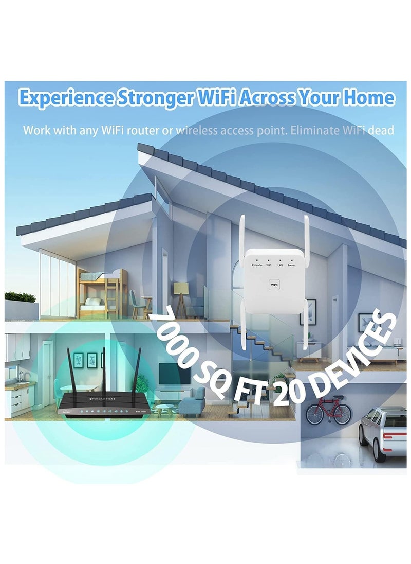 أنمي - موسع WiFi 2.4G/5G مكرر ثنائي النطاق، بسرعة 1200 ميجابت في الثانية مع منفذ إيثرنت الأبيض - Image 1