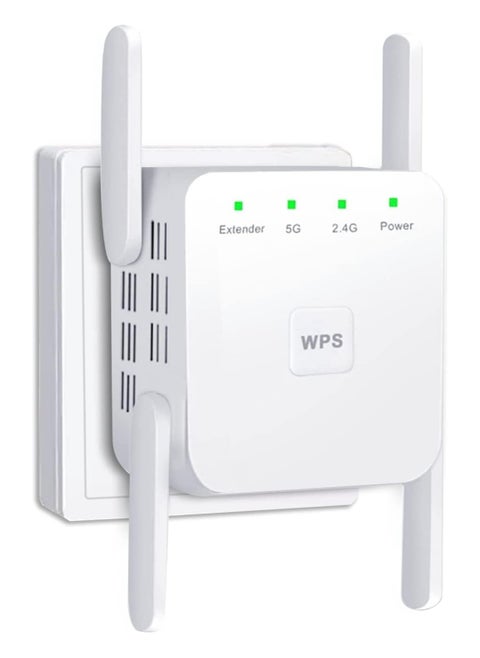 WiFi Extender 2.4G/5G Dual Band Repeater, Speed 1200Mbps with Ethernet Port  White
