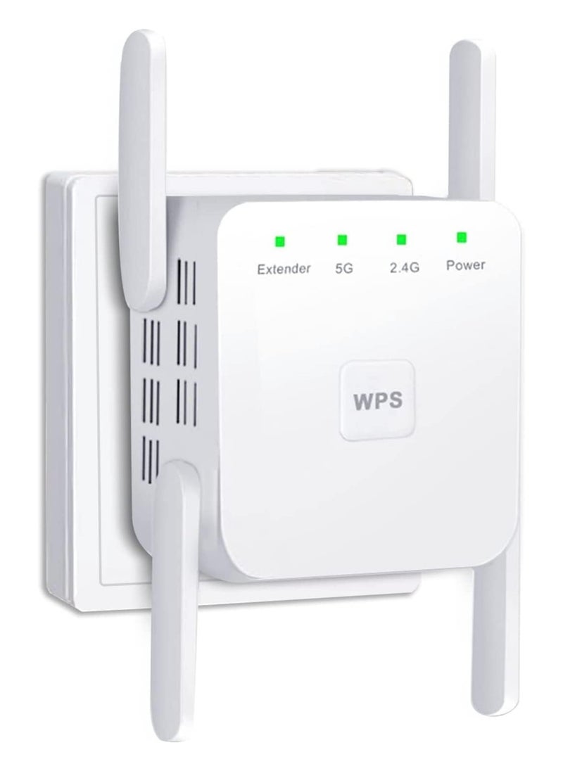 أنمي - موسع WiFi 2.4G/5G مكرر ثنائي النطاق، بسرعة 1200 ميجابت في الثانية مع منفذ إيثرنت الأبيض - Image 1