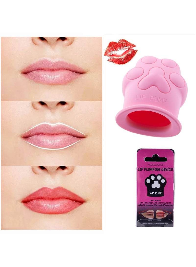 سيوسي جهاز مضخم للشفاه بشكل كف يد القطة، باللون الوردي الجذاب، مصنوع من السيليكون، يعزز جمال الشفاه بشكل طبيعي، يساعد في تحديد شكل الشفاه بلطف للحصول على شفاه ممتلئة ساحرة. - Image 3