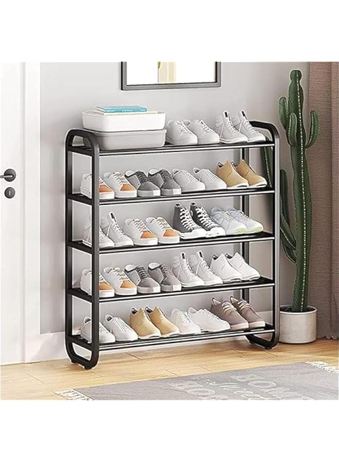HOOKOR Shoe Racks, Free Standing Shoe Storage 5 Tier Shoe Rack Shelf Storage Organizer Stand Holder Keep Room Neat Door Space Saving (Black, 5-Tier) - Image 1