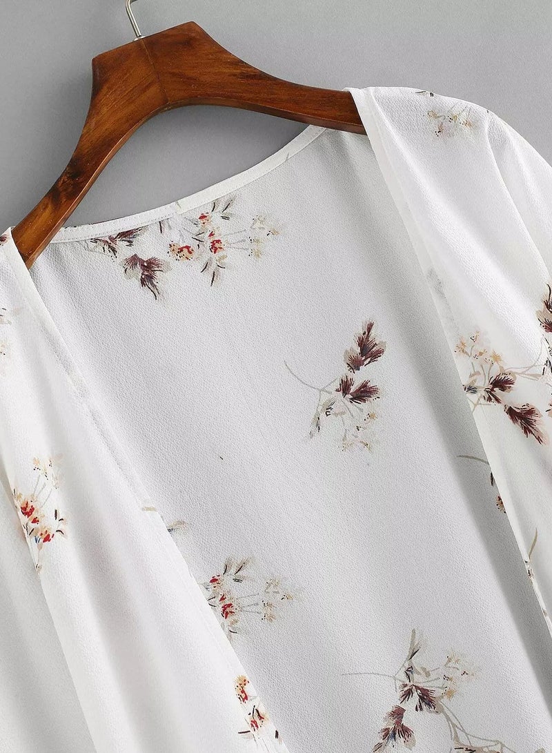 Fringe Trim Florals Kimono - Image 3