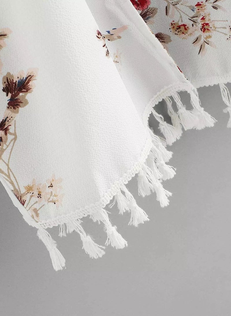 Fringe Trim Florals Kimono - Image 5