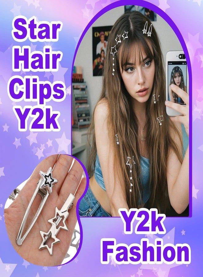 Quilax 24Pcs Y2k Star Hair Clips for Women, Vintage Star Hair Clips Silver, Stars y2k Accessories for Grunge, Party, Daily Use - Image 5