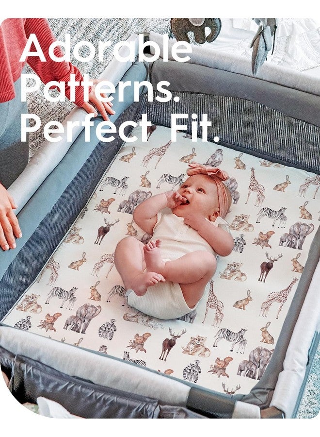 TOTBASIC Graco Pack and Play Fitted Sheets - 2 Pack Mini Crib Sheets, Hypoallergenic and Soothing, Premium Jersey Fabric, Safari Sea Animals Pattern - Image 3