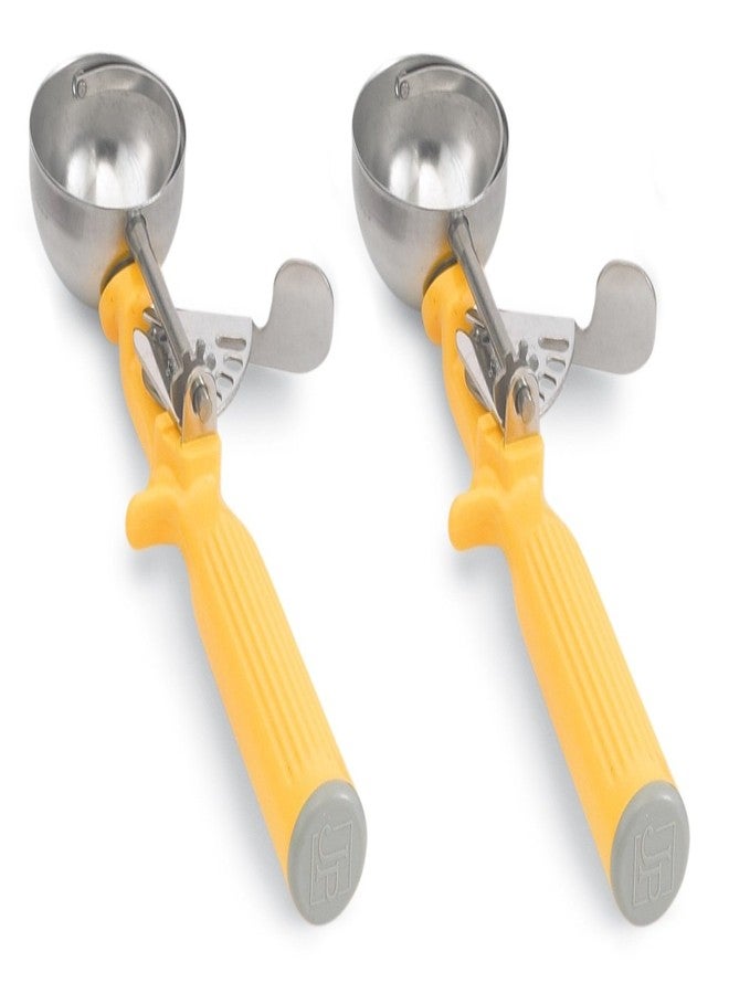 Vollrath 47144 Round Stainless Steel Dishers, Set of 2 (Size 20, 1 5/8-Ounce, Yellow) - Image 1