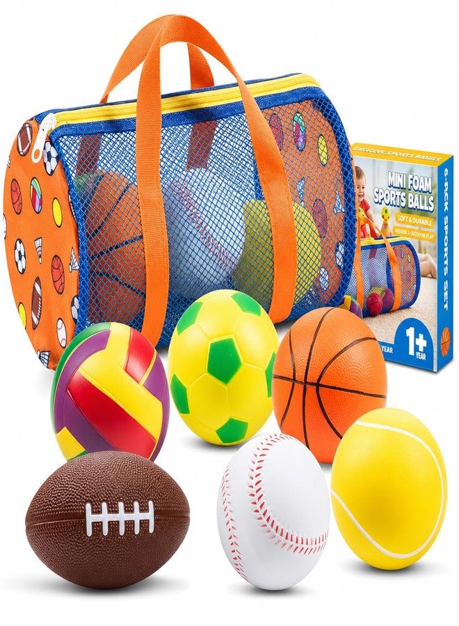 KiddieLoot Sports Balls for Toddlers 1-3, 6 Piece Soft Sports Balls with Foam Soccer, Basketball, Football, Baseball, Tennis & Volleyball - Toddler Boys & Girls Ball Toy Gift - Image 1