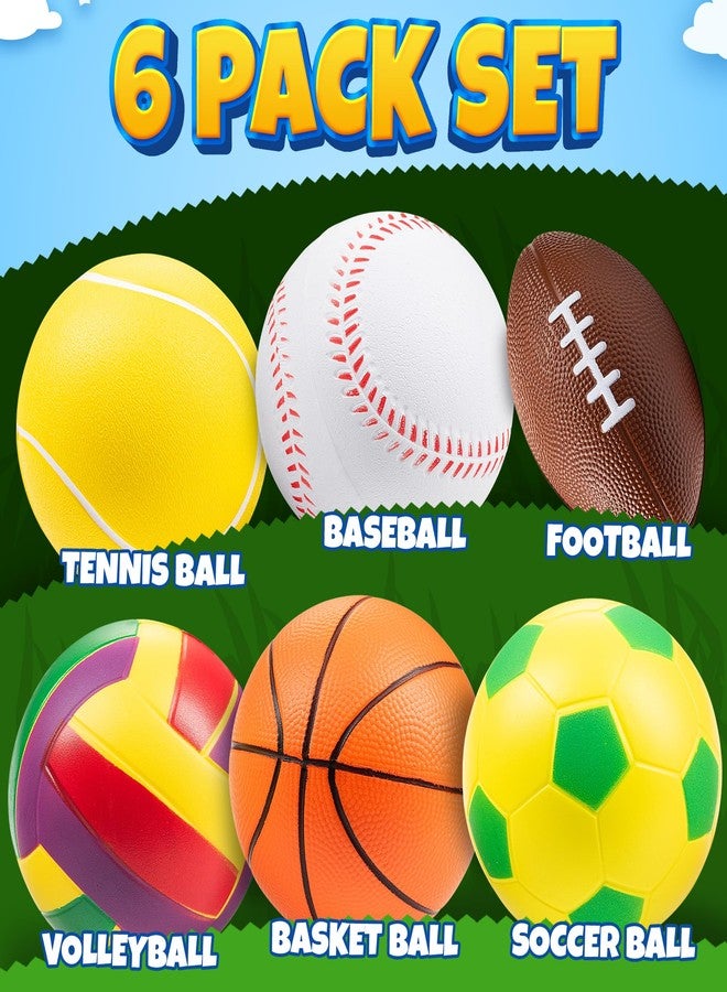 KiddieLoot Sports Balls for Toddlers 1-3, 6 Piece Soft Sports Balls with Foam Soccer, Basketball, Football, Baseball, Tennis & Volleyball - Toddler Boys & Girls Ball Toy Gift - Image 2