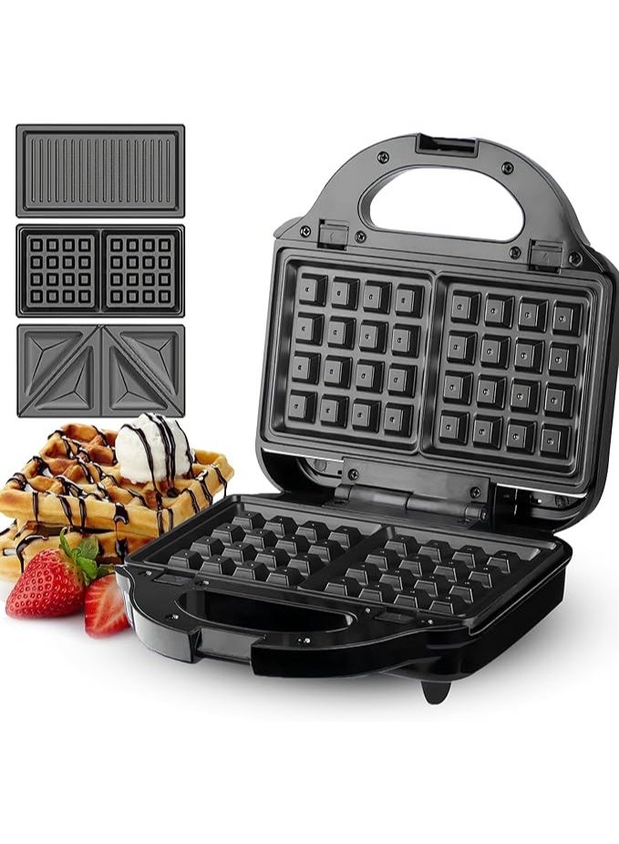 DSP 3-in-1 Waffle Maker, 750W Power, Interchangeable Grill and Waffle Plates, Cool-Touch Handle, Non-Stick Coating, Automatic Temperature Control, Non-Slip Feet, KC1209 - Image 1