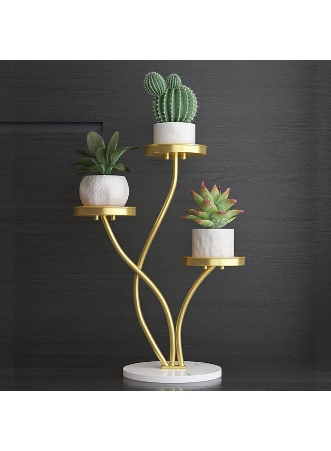 Plant Stand Indoor Outdoor, Corner Metal Flower Pot Stands for Multiple Plants, 3 Tier Tall Plant Shelf for Patio Garden Balcony Living Room Bedroom, Gold - Image 1