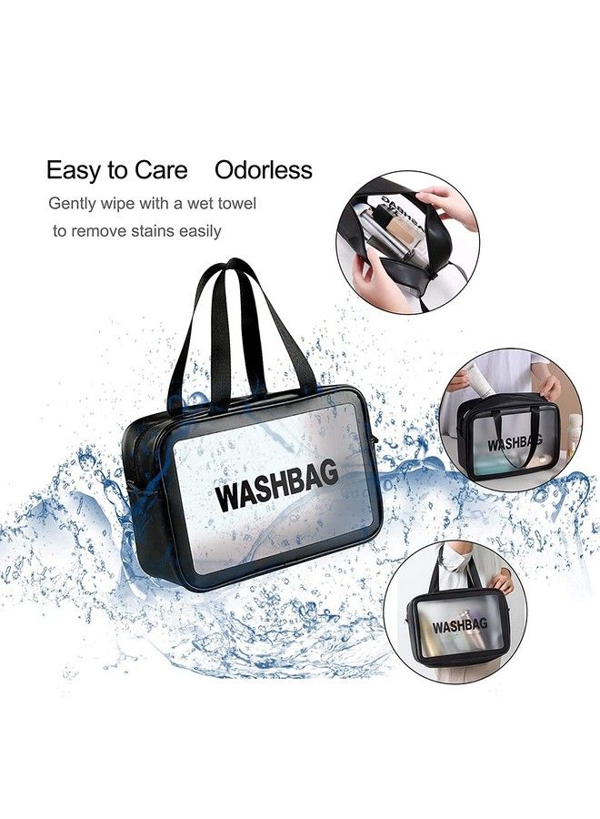 FORKLS Solid 10 Cms Cosmetic Pouch (M_Transparent Travel Storage Bag Fkl_Black) - Image 4