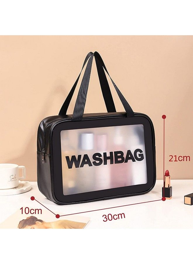 FORKLS Solid 10 Cms Cosmetic Pouch (M_Transparent Travel Storage Bag Fkl_Black) - Image 3