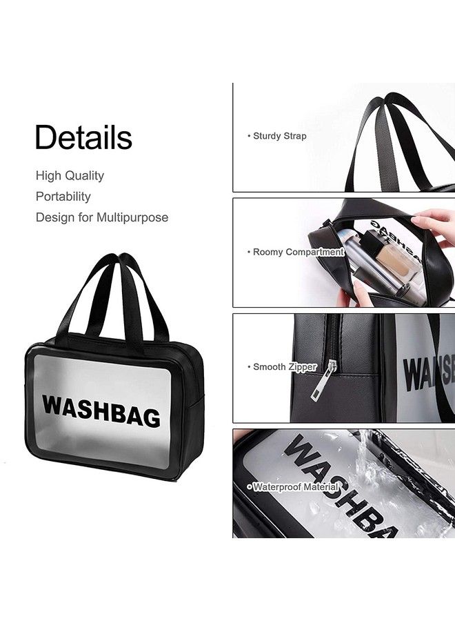 FORKLS Solid 10 Cms Cosmetic Pouch (M_Transparent Travel Storage Bag Fkl_Black) - Image 5