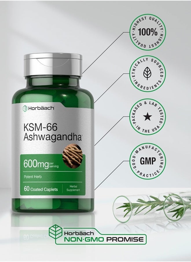 Horbaach KSM-66 Ashwagandha 600mg, 60 Coated Caplets  - Image 5