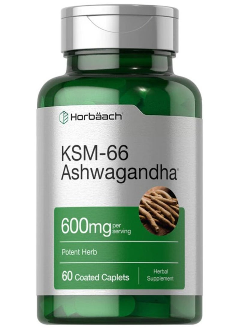 Horbaach KSM-66 Ashwagandha 600mg, 60 Coated Caplets  - Image 1