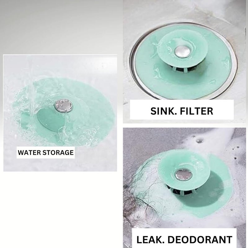 NEW WARE (Pack of 2) Silicone Stopper and Filter Drain Stopper/Strainer/Hair Catcher for Bathroom/Wash Basin/Kitchen Sink/Bathtub Sealer Cover (Standard Size 4 Inch - Random Colour) - Image 5