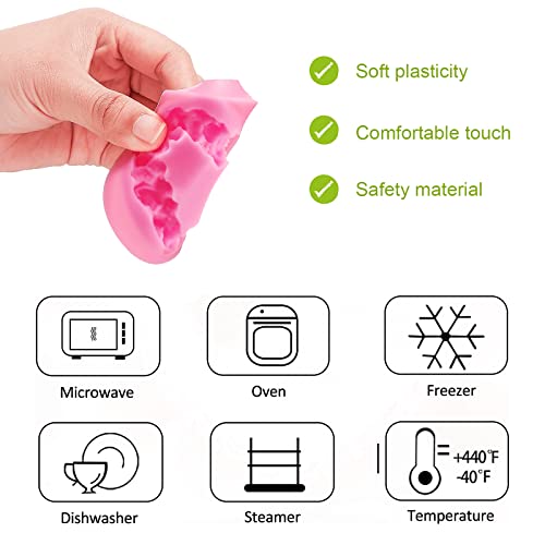 LLPMutu Mother's Day Fondant Molds Wedding Fondant Cake Molds Set,Lips Heart Rose Flower and Love Letter Candy Silicone Molds Baking Tool For Candy Cake Cupcake Topper Polymer Clay Soap Wax Making (pink 1) - Image 5