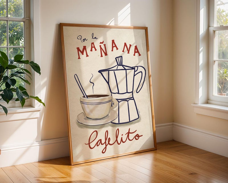 TNESSENTIAL Coffee and Coffee Print | Vintage Coffee Poster | Italian Moka Pot | Food Art | Kitchen Decor (UNFRAMED) - Image 1