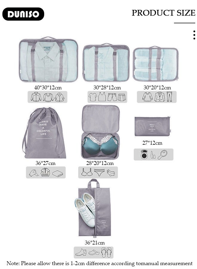 DUNISO 7 Piece Travel Organizer Bags for Luggage, Waterproof and Durable Travel Bags, Packing Cubes for Travel, Compression Cubes for Suitcases, Travel Bags for Clothes, Toiletries, Clothing, Underwear  - Image 4