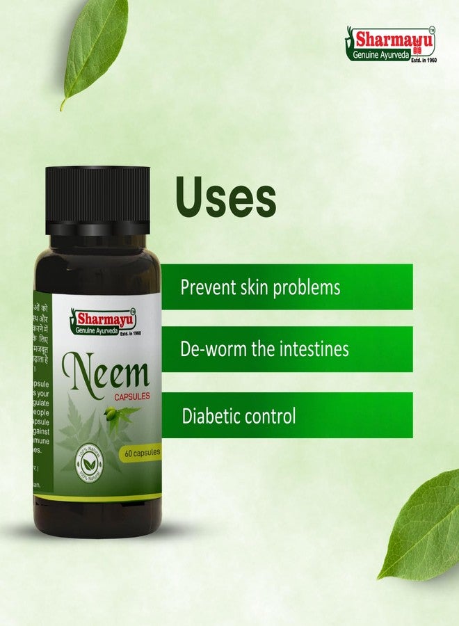 Sharmayu Neem Capsules - Ayurvedic Blood Purifier for Acne, Immunity Booster & Detox | Natural Neem Extract for Skin Health, Oral Hygiene & Sugar Balance - Image 4