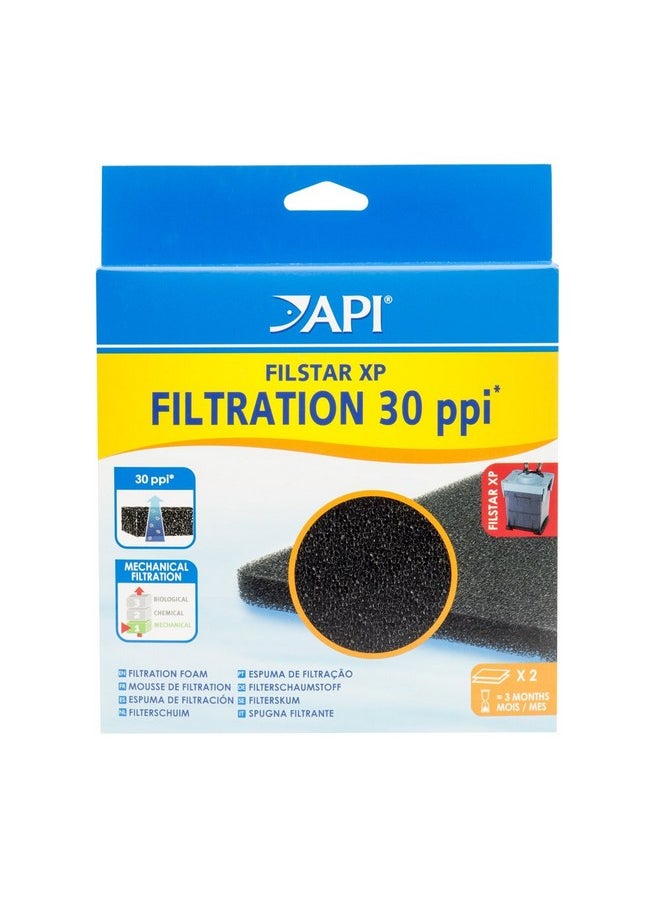 API API FILSTAR XP FILTRATION FOAM 30 PPI Aquarium Canister Filter Filtration Pads 2-Count,Blacks & Grays  - Image 1