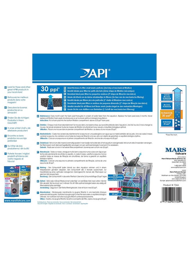 API API FILSTAR XP FILTRATION FOAM 30 PPI Aquarium Canister Filter Filtration Pads 2-Count,Blacks & Grays  - Image 2
