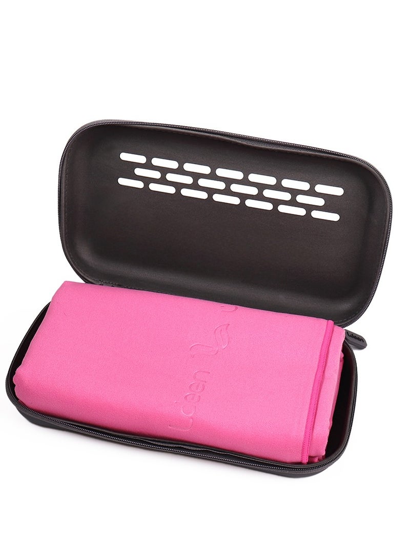 لدين منشفة الجسم المطورة (90*180 سم) فوشي + حقيبة - Image 1