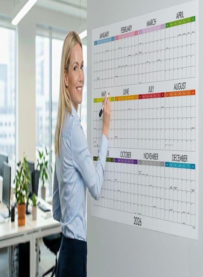 CLEVER SIGNS Dry Erase Wall Planner (27×39 in) - Double-Sided Reusable Yearly Planner with Undated Planning Board & 2026 Calendar Reference, Large Laminated Write & Wipe Wall Calendar for Home, Office, Classroom - Rolled Poster. - Image 2