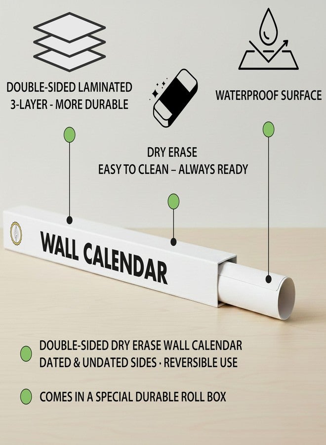 CLEVER SIGNS Dry Erase Wall Planner (27×39 in) - Double-Sided Reusable Yearly Planner with Undated Planning Board & 2026 Calendar Reference, Large Laminated Write & Wipe Wall Calendar for Home, Office, Classroom - Rolled Poster. - Image 4