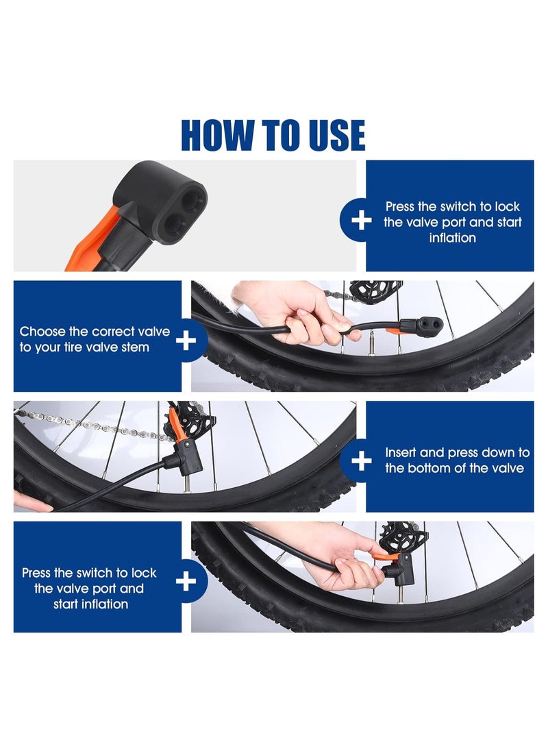 Generic Portable Floor Bicycle Pump for Presta & Schrader Valves, 120PSI High Pressure Bike Air Pump with Ball Pump Needles, Ideal Inflator for Road Bike Tires.  - Image 4