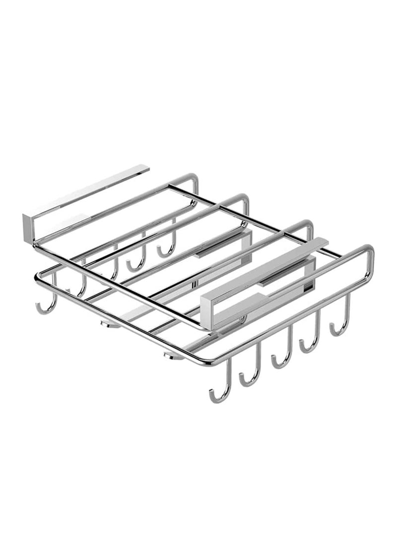 Rubik Kitchen Under Cabinet Hanging Shelf Rack with Hooks Storage Organizer - Image 1
