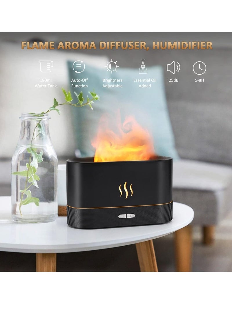 Flame Diffuser Humidifier-Auto Off 180ml Essential Oil Diffuser-2,Modes Brightness Aroma Humidifier with Fire Flame Effect for Home,Office,Spa,Gym(Black) - Image 2