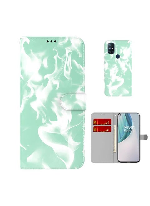 Case Cover For For OnePlus Nord N10 5G Cloud Fog Pattern Horizontal Flip Leather Case with Holder & Card Slot & Wallet(Mint Green)