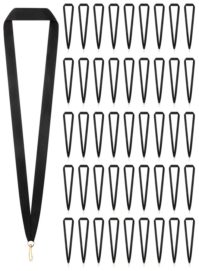 Berlune 100 Pcs Neck Ribbon with Snap Clips Blank Medal Solid Award Ribbon Lanyards Flat Award Holder for Kids Adults Student Competitions Sports Party Achievement (Black) - Image 1