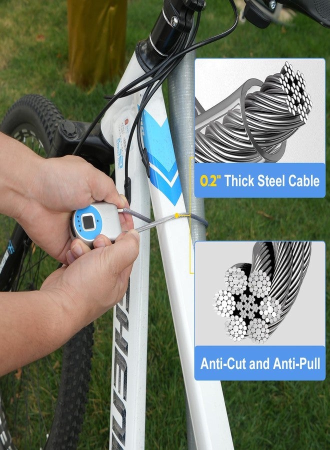 Elinksmart Cord Padlock Waterproof Fingerprint Cable Lock eLinksmart Bluetooth App Bike Lock Outdoor Travel Lock - 38cm Steel Cable Lock for Kids Adults Fridge French Door Small Folding Bicycle Helmet - Image 3