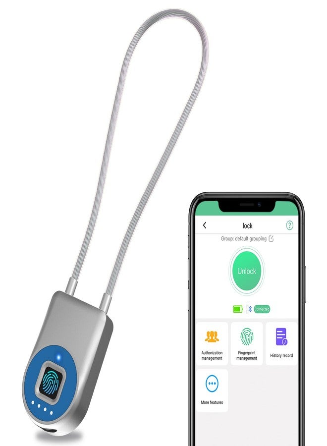Elinksmart Cord Padlock Waterproof Fingerprint Cable Lock eLinksmart Bluetooth App Bike Lock Outdoor Travel Lock - 38cm Steel Cable Lock for Kids Adults Fridge French Door Small Folding Bicycle Helmet - Image 1