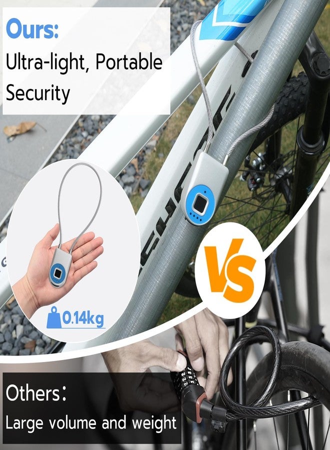 Elinksmart Cord Padlock Waterproof Fingerprint Cable Lock eLinksmart Bluetooth App Bike Lock Outdoor Travel Lock - 38cm Steel Cable Lock for Kids Adults Fridge French Door Small Folding Bicycle Helmet - Image 2