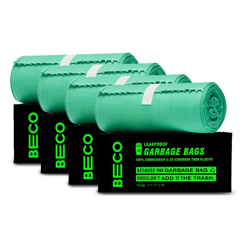 Beco Eco Friendly Compostable Garbage Bags for Dustbin 60 Pcs Small 17 X 19 Inches Pack of 4 - Image 1