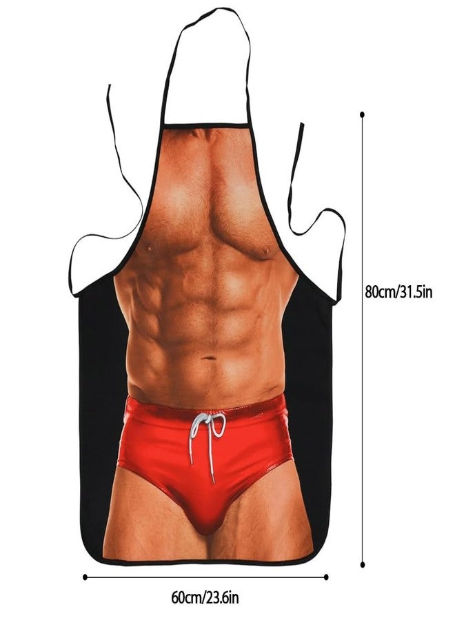 CHAKANLX 2 PCS Cooking Kitchen Aprons for Women Men Chef, Funny Apron, Red Swim Trunks Man & Big Belly Apron - Image 2