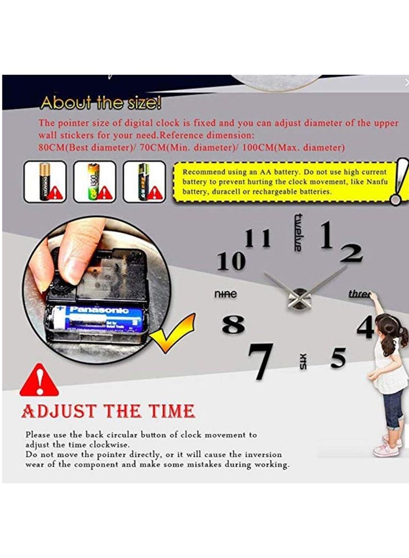 Loquat 3D wall clock frameless DIY Wall Clock Acrylic Sticker wall clock modern design clock - Image 5