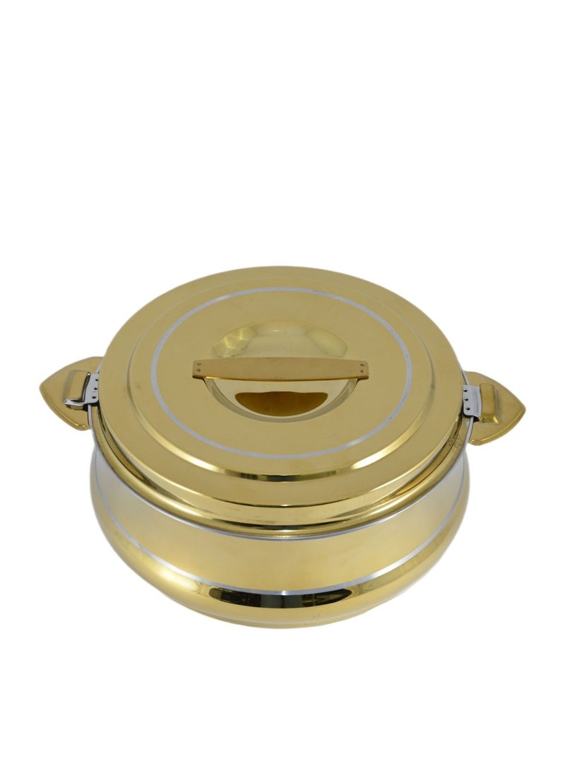 Homemaker Riyadh Hotpot 3500ml Capacity - Unique Locking Lid - High Quality Stainless Steel - Gold & Silver Line - Image 1