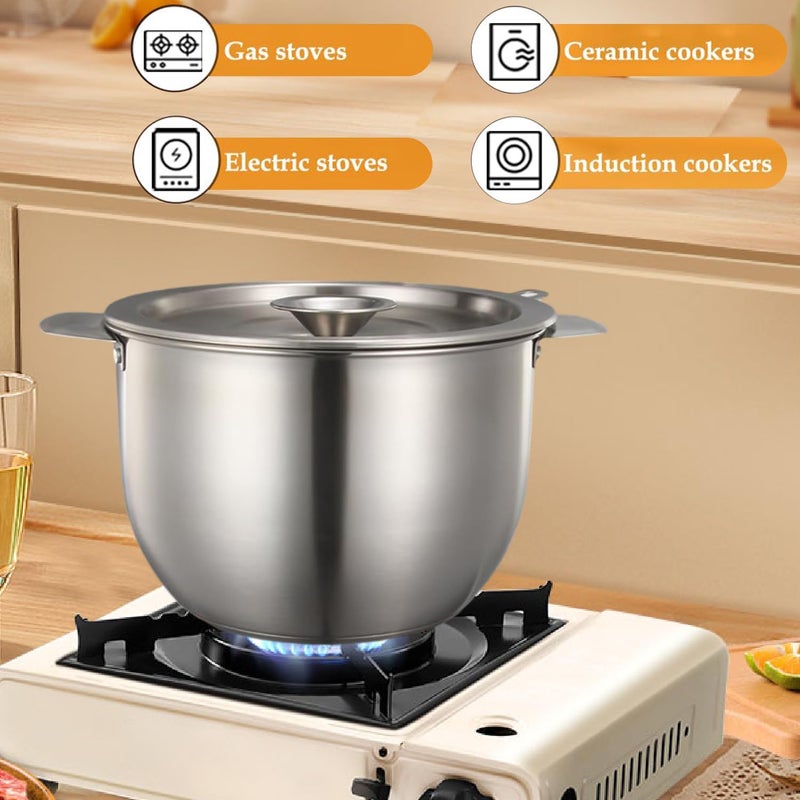 Angju Deep Fryer Pot with Basket Lid 3.8L, 304 Stainless Steel Standard Capacity Oil Filter Pot with Handle, Multi-function Stove Top Cooking Pots with Strainer Basket for Kitchen Camping - Image 4