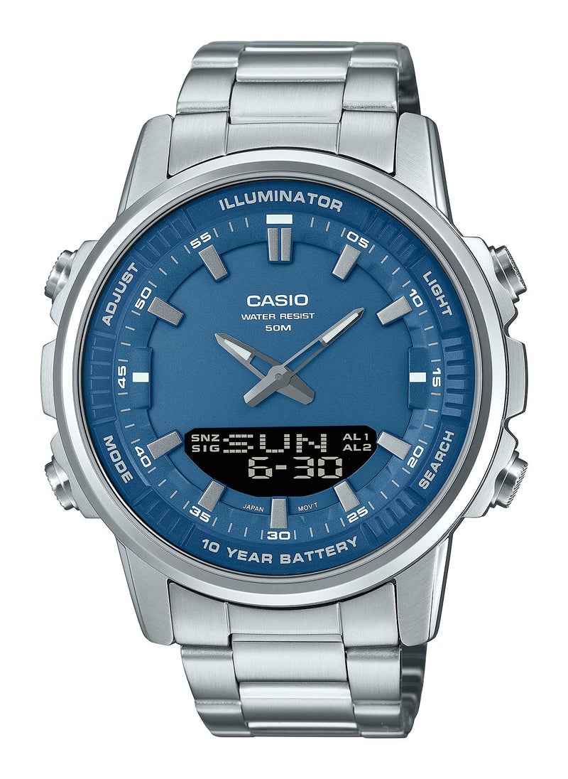 CASIO - Analog & Digital Stainless Steel Wrist Watch AMW-880D-2A1VDF - 52mm - Silver - Image 1